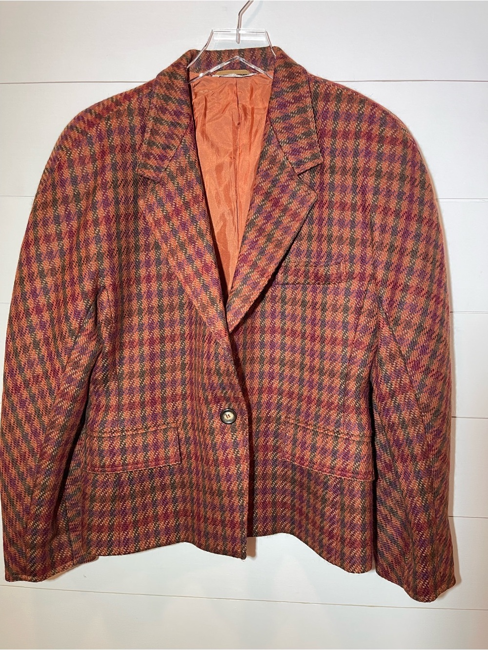 MaxMara Houndstooth Checked Wool Blazer Jacket Womens Size 12